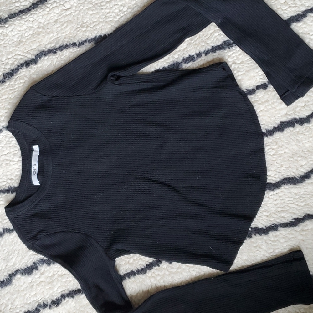 Cher cropped waffle top